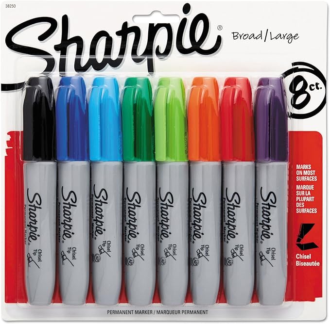 Sharpie 38250PP Permanent Marker 5.3mm Chisel Tip Assorted 8/Set (SAN38250PP)