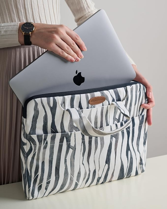 Maison d'Hermine Laptop Bag upto 13.5 inch Stain and water repellent Cotton canvas - Zebra