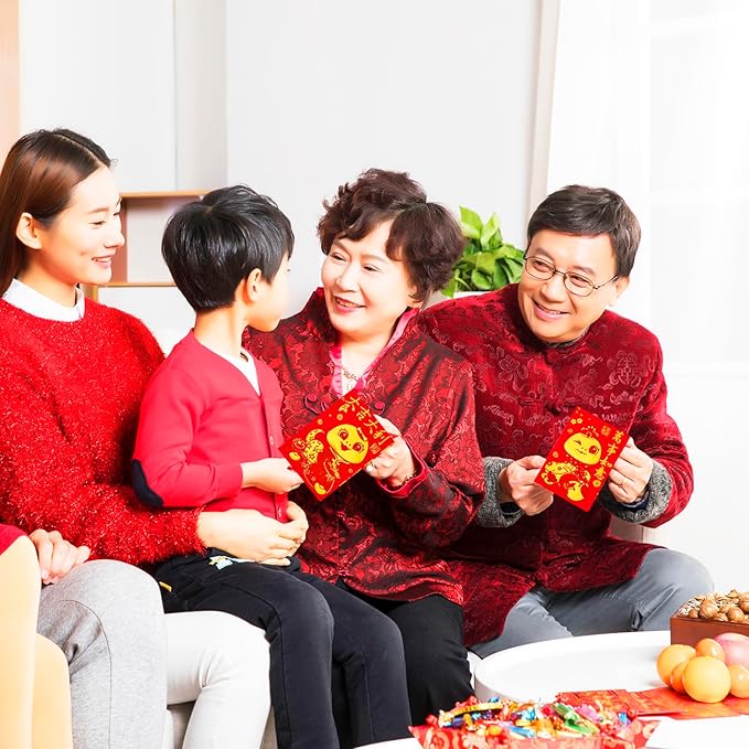 36PCS 2025 Snake Year Chinese Red Envelopes, 2025 Chinese New Year Red Envelopes, Hong Bao Red Packets Lucky Money Envelope for Spring Festival Wedding Birthday (Cute 12 Styles, Small)