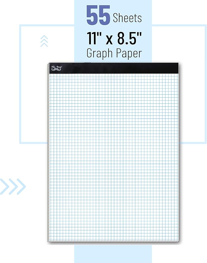 Mr. Pen Graph Paper, Grid Paper, 4x4 (4 Squares per inch), 11"x8.5", 55 Sheet