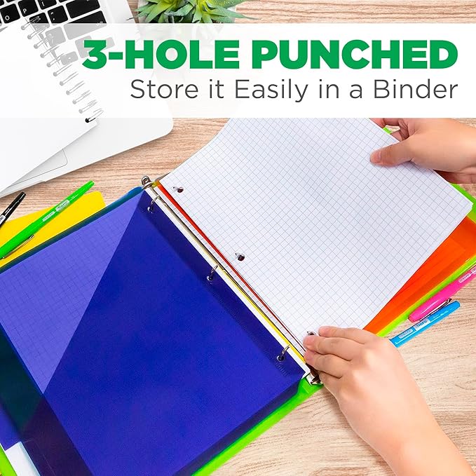 Graph Paper, Filler Paper Loose leaf Graph Paper - 8” x 10.5" - Graph Ruled, 4x4 Quad Ruled Notebook Paper, 3 Hole Punched Loose leaf Papers for 3 Ring Binders - 100 Sheets per Pack (6 Pack)