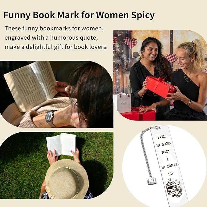 Spicy Book Marks for Reading Women, Friendship Gifts for Women, Coffee Lovers Gift Ideas for Readers, Book Loves, Book Club Gifts, Funny Birthday Gifts, Book Accessories