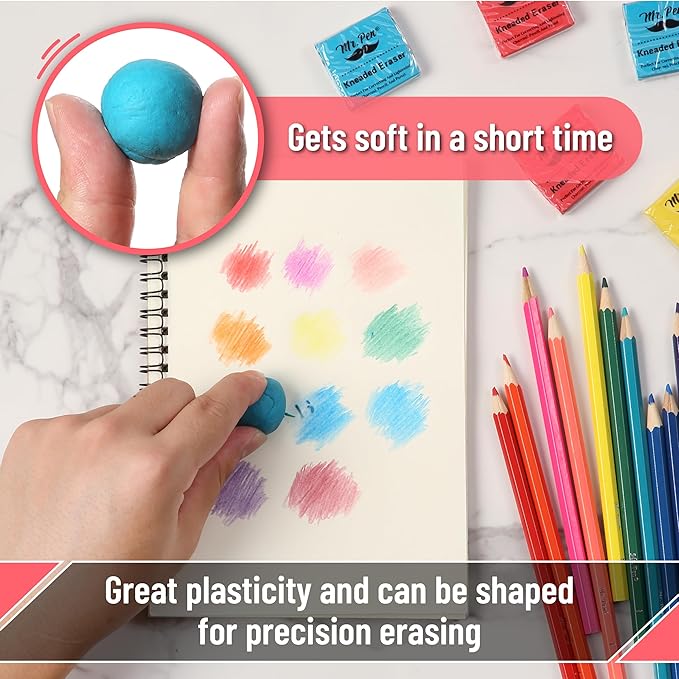 Mr. Pen- Art Eraser Set, 19 pcs, Colorful Kneaded Erasers for Artists with 1 Sharpener, Kneadable Erasers, Moldable Eraser, Art Erasers for Drawing, Artist Eraser, Drawing Erasers, Art Gum Eraser
