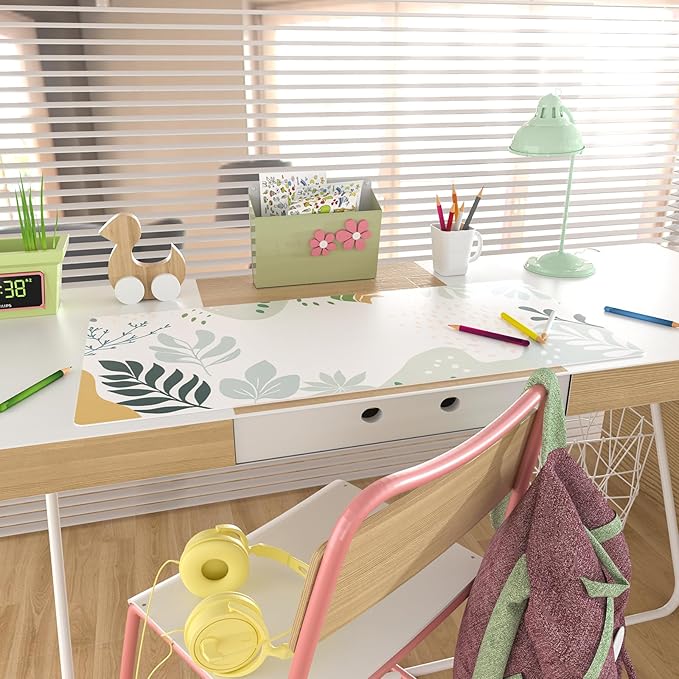 Colorful Star Abstract Boho Large Mouse Pad, Waterproof Green White Desk Mat, Double Sided Computer Gaming Mouse Pad, XXL Full Desk Mousepad Non Slip Writing Pad for School Office Home 31.5" x 15.7"