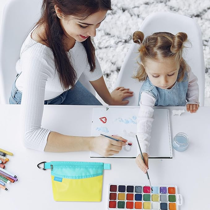 pack all Water-resistant Material Zipper Pouch, Mesh Zipper Bag for Storage, Travel, Office (Small, Yellow)