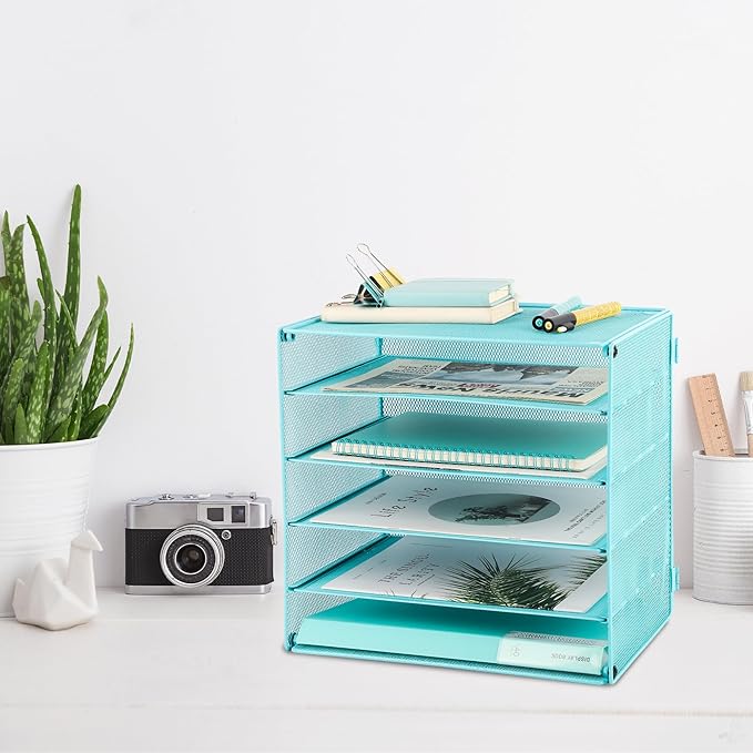 EASEPRES 5 Slot Desk Organizer Tray, Blue