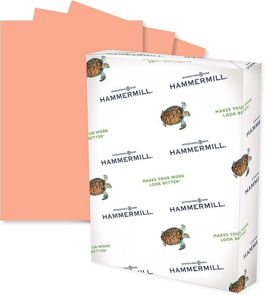 Hammermill Colored Paper, 24 lb Salmon Printer Paper, 8.5 x 11-1 Ream (500 Sheets) - Made in the USA, Pastel Paper, 103120R