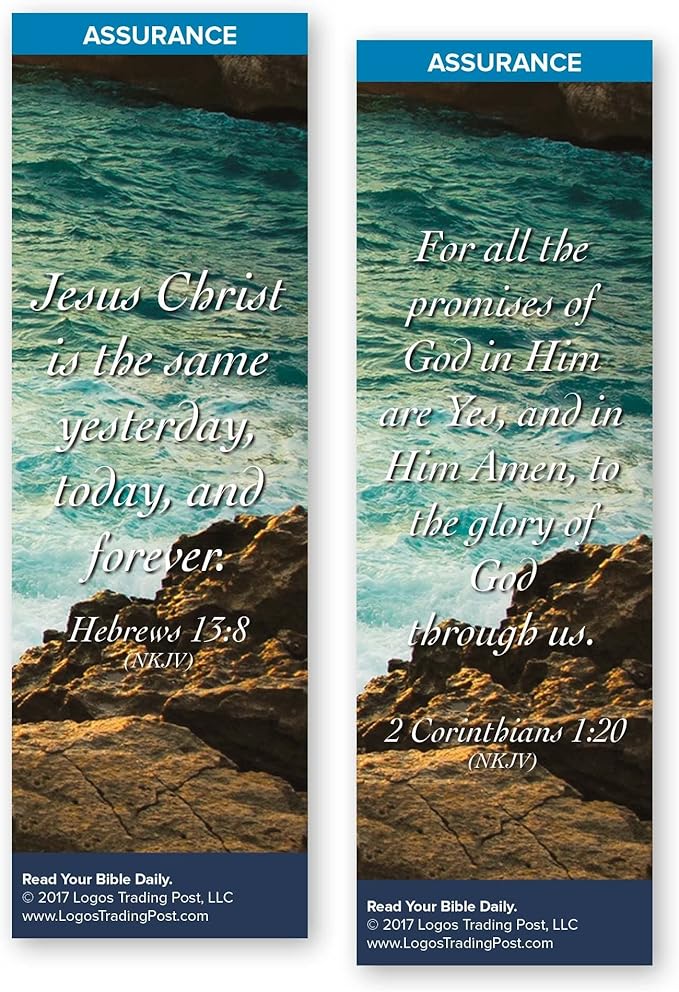 Christian Bookmark with Bible Verse, Pack of 25, Assurance Themed, Jesus Christ is the Same Yesterday, Today and Forever, Hebrews 13:8