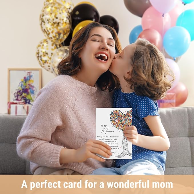 Heartfelt Birthday Card for Mom, Sentimental Birthday Gifts for Mother from Daughter or Son, Ideal Bday Gift for Women Her, Perfect for Mother's Day Anniversary Card, with Envelope & Sticker