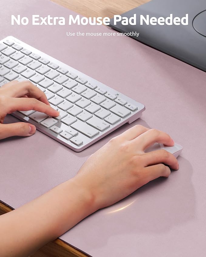 YSAGi Leather Desk Protector, Office Mat, Large Mouse Mat, Non-Slip PU Leather Blotter, Laptop Desk Mat, Waterproof Writing Pad for Office and Home (Grayish Lavender, 31.5" x 15.8")