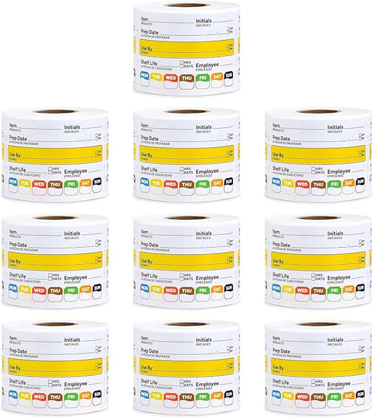 Restaurant Quality Shelf Life Food Rotation Labels, 2” x 3” Self-Adhesive Removable Freezer Food Labels Stickers, Perfect for Reusable Containers, Easy to Remove, Food Safety Date Sticker (10 PCS)