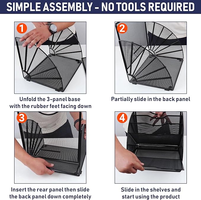 Dasher Products Fan Shaped Office Desk Organizers, 6 Compartments for Storage and Filing of Paper, Bills, Letters, Folders, Binders, Office Supplies. Multi-Functional Desk Organizers and Accessories