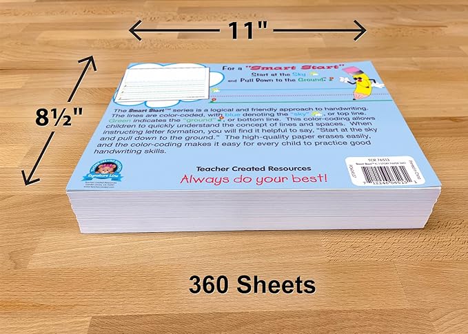 Teacher Created Resources Smart Start K-1 Story Paper: 360 Sheets (76513),White