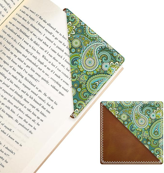 Personalized Leather Bookmarks, Fun & Cute Book Accessories for Reading Lovers, Unbreakable Page Markers for Women Men Girls Boys Student Teacher Kids Retirement Birthday Gifts (Green Swirl)