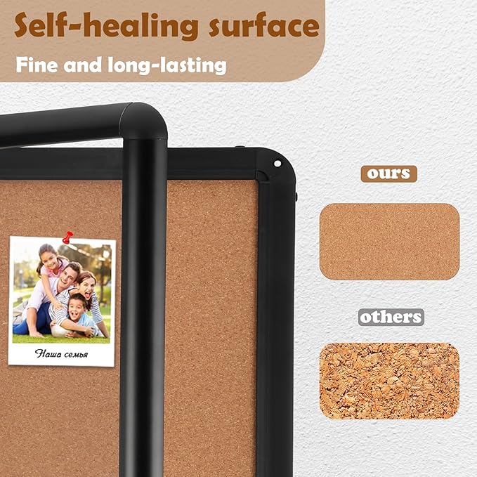 Magula 36"x24" Enclosed Cork Bulletin Board Tamper-Proof Dispaly Case, Black Aluminium Frame, Shatter Resistant Lockable Bulletin Board, Enclosed Cork Board for School, Office,Commercial,Hospital etc