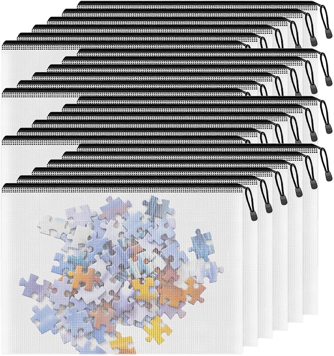 Smarpau B4 Mesh Zipper Pouch, 24 Pack 15" x 11" Zipper Pouches for Organizing, Multipurpose Waterproof Zipper Bags for Office Supplies, Black