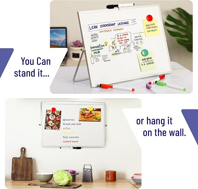 Mr. Pen- Small Dry Erase Board with Stand, 12.5"x16.5", 10 Markers, 10 Magnets and 1 Eraser, Double-Sided Kids White Board Dry Erase Board for Desk Dry Erase Board, Kids Dry Erase Board Kids