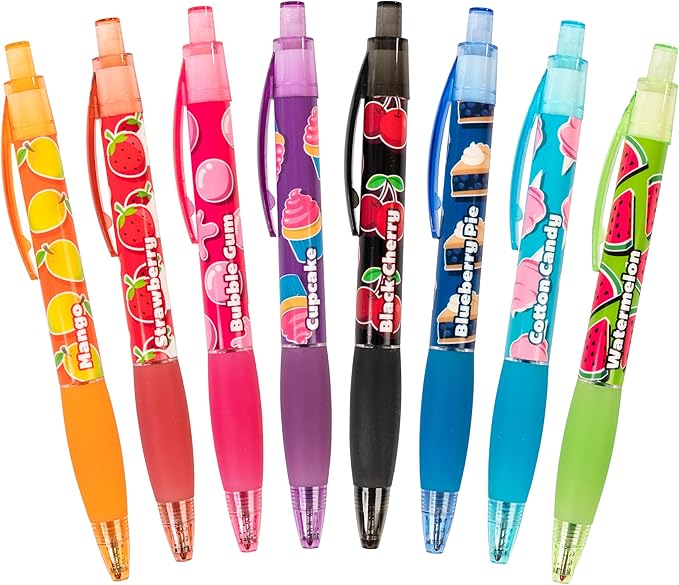 Scentco Glitter Gel Smens (2 Pack) - Gourmet Scented Pens, Colored Glitter Gel Ink, Medium Point, 8 Count