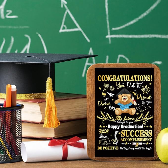 Congratulations Graduation Card, Graduation Gifts for Men, Women, Boys, Girls – Inspirational Quotes with Cute Teddy Bear Design – Celebrate Success and Achievement