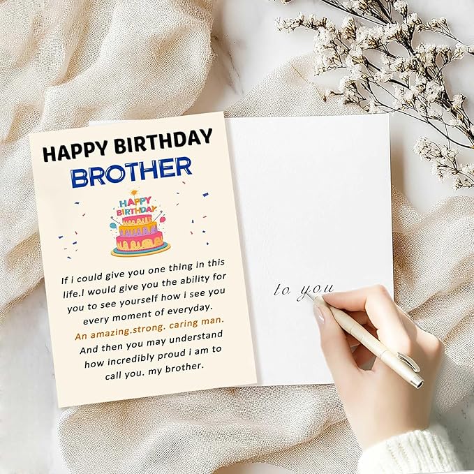 Funny Birthday Card for Brother, Happy Brother Birthday Card, Humorous Bro Bday Gift Cards, Brother Birthday Gifts from Sister