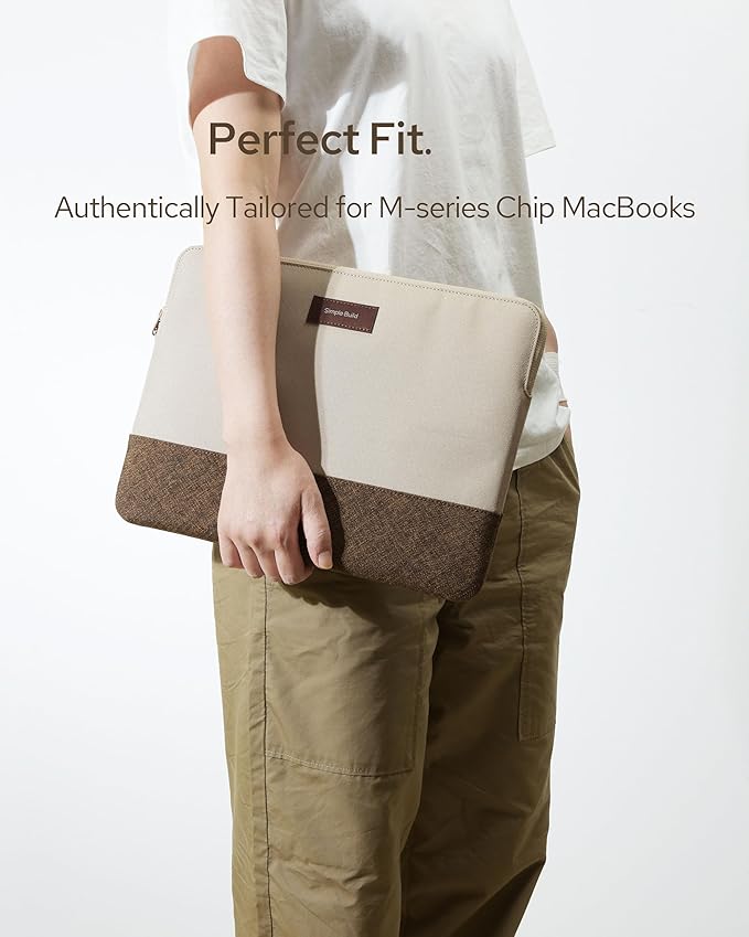 Slim Laptop Sleeve with a Back Zipper Pocket Designed for M1/M2/M3 MacBook Pro/Air (Latte, for 14.2-inch MacBook Pro (M1/M2/M3))