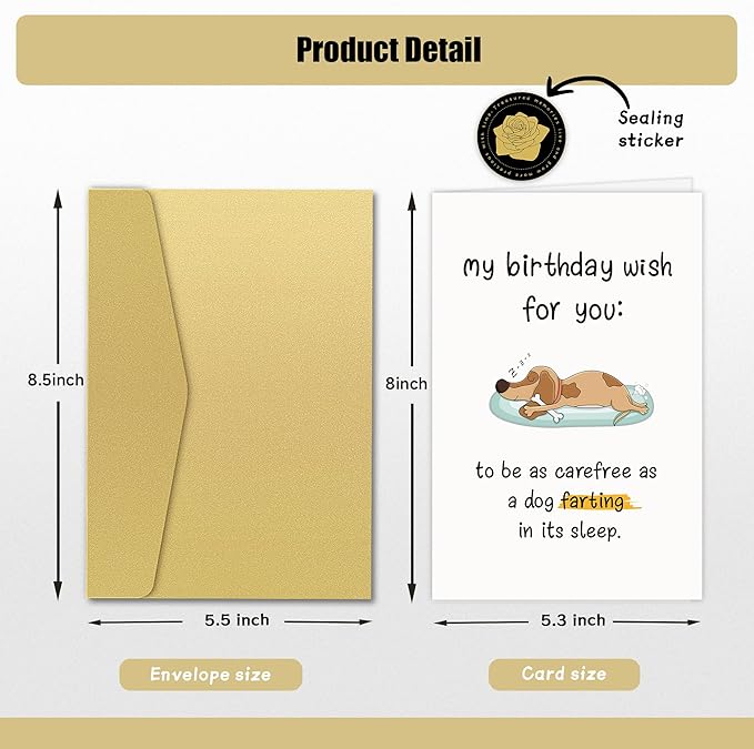 Funny Birthday Card for Him/Her, Humor Birthday Card for Family Friends, Bday Card for Sister Brother, My Birthday Wish For You To Be As Carefree As A Dog Farting In Its Sleep