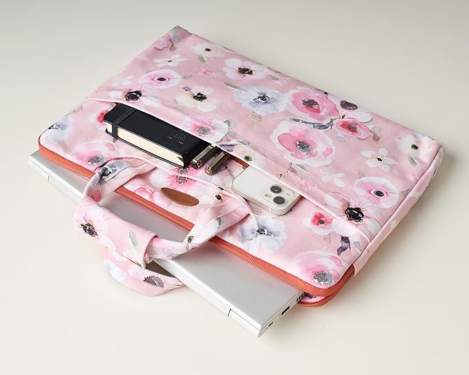 Maison d'Hermine Laptop Bag upto 13.5 inch Stain and water repellent Cotton canvas - Romantic Poppy