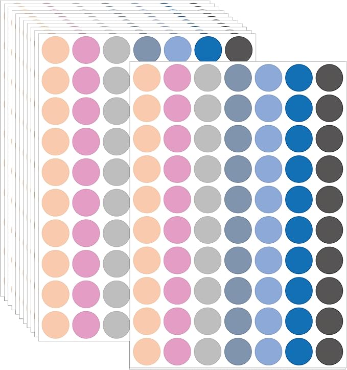 YSHIHE Garage Sale Stickers 3/4" Dot Stickers 7 Colored Price Stickers Color Coding Dot Labels,Yard Sale Price Stickers