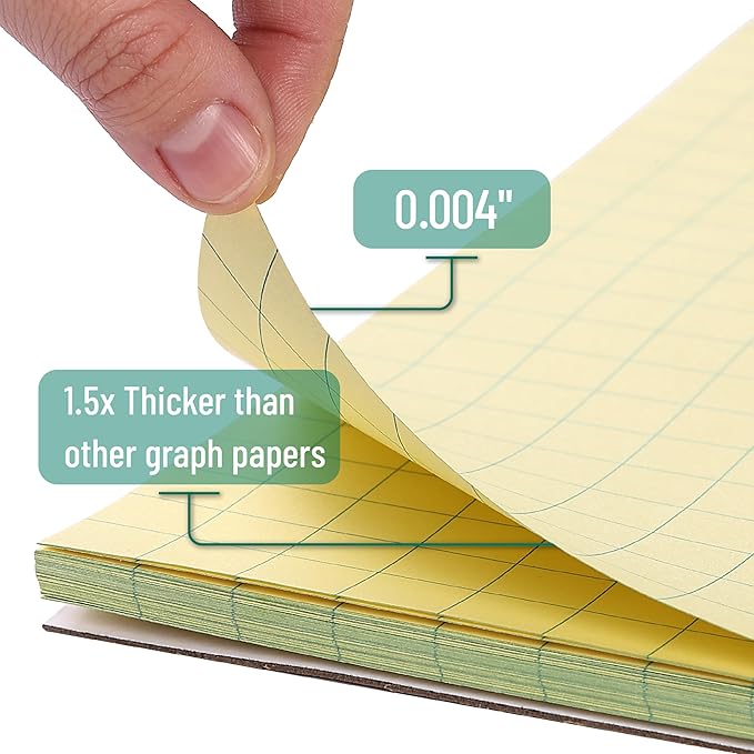 Mr. Pen- Graph Paper, 2x2 (2 Squares per inch), 8.5"x11", 55 Sheets, Yellow, Grid Paper, Graphing Paper, Math Graph Paper Pad, Grid Paper Pad, 1/2 Inch Graph Paper, Square Paper, Math Paper