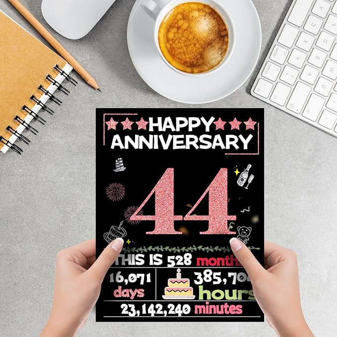 Joycard 44th Anniversary Card for Women, Wedding Card for Wife, Sweet Marriage Decorations Gifts for Couple, Perfect for Her on Anniversary Day, Back in 1981