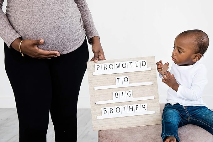 Pearhead Natural Wood And Black Felt Classic Letter Board Set, Includes 294 White Letters, Modern Reusable Message Board