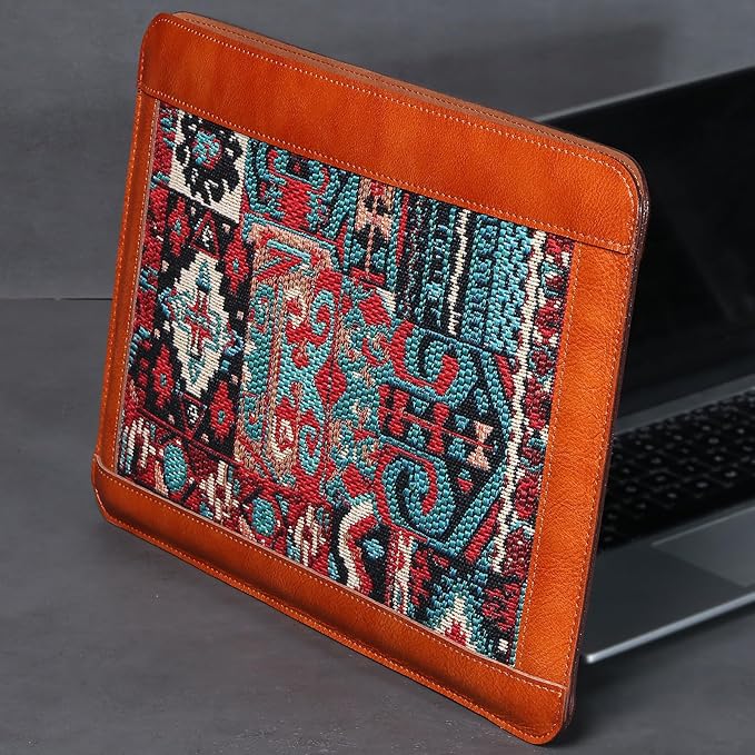 Laptop Sleeve 15.6-16 Inch for MacBook Pro/Max M4 M3 M2 M1,Genuine Leather Laptop Case Compatible MacBook Air 15 M3 M2,Laptop Protective Pouch,Brown