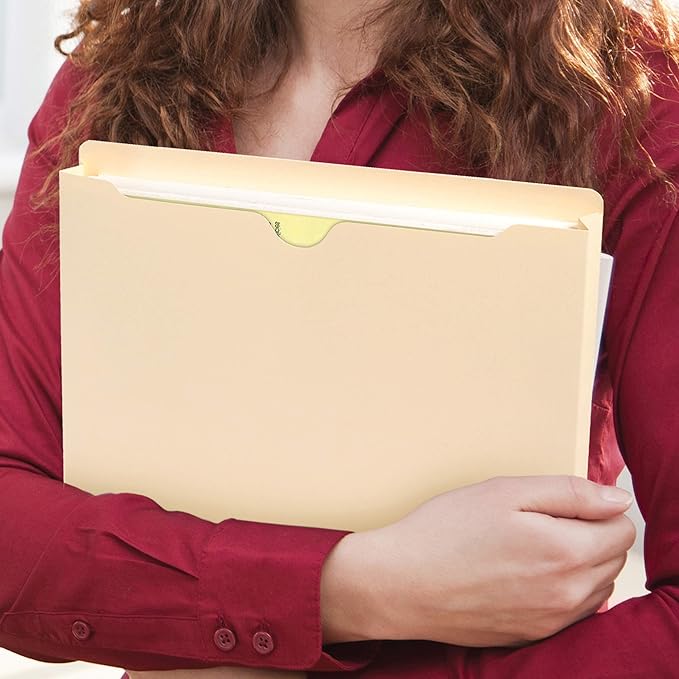 Smead File Jacket, Reinforced Straight-Cut Tab, 2" Expansion, Letter Size, Manila, 100 per Box (75565)