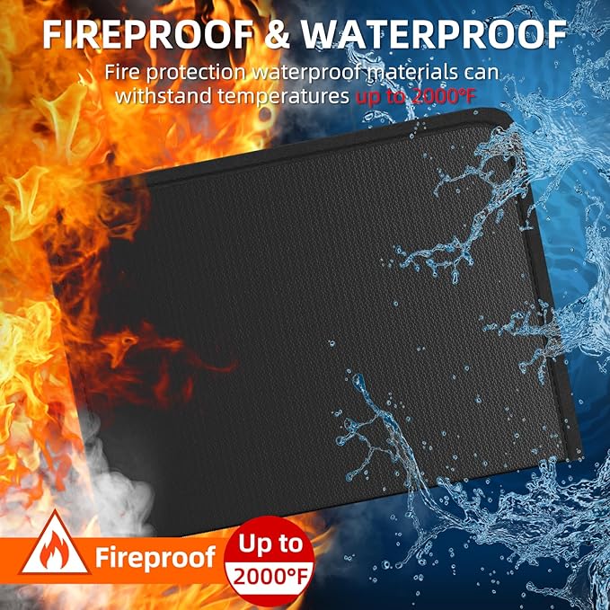 Huolewa Fireproof Accordion File Organizer, Portable Expanding File Folder with Waterproof Zipper&Labels, Black Document Organizer with 13 Pockets, File Organizer for Important Document/Paper Storage