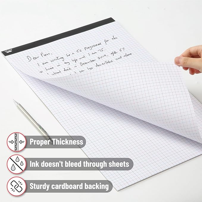 Mr. Pen- Graph Paper, 22 Sheets, 17"x11", 4x4 (4 Squares Per Inch), Colored Lined, graphing paper, grid paper, graph paper pad, 1/4 graph paper 1/4 inch grid, drafting paper, large graph paper