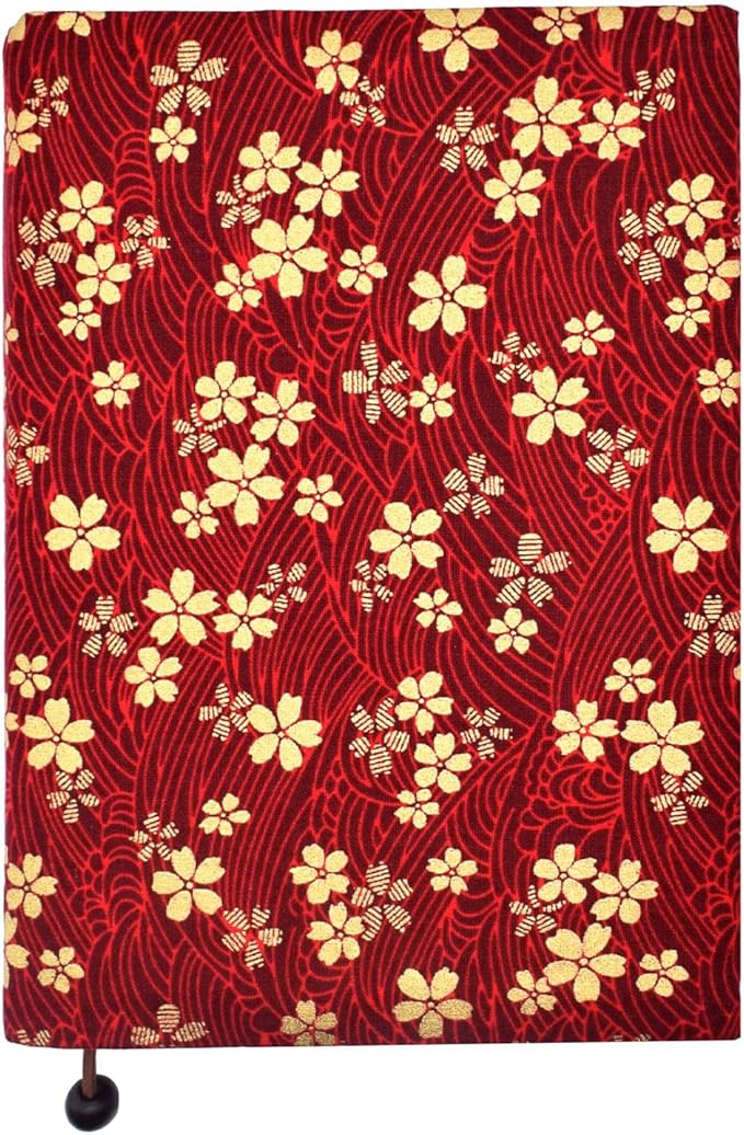 BLBMH A5 Book Cover for Paperbacks- Adjustable Fabric Book Sleeve Cover Protector Fit for 5.5x8.2 inch Hardcover Softcover Book Novels Notebook -Red Cherry Blossoms
