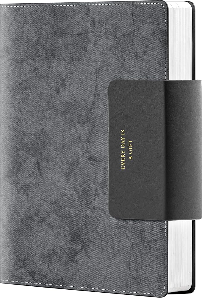 Lined Leather Journals for Writing B5 Large Journaling Notebooks with 100 GSM Thick Paper Journal Notebook for Men & Women with Buckle Closure Travel Work Note Taking Diary, 7.28" x 10.23", Grey