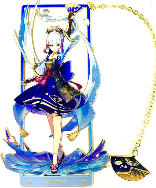Metal Bookmarks - Genshin Impact Ayaka Bookmarks Tabletop Decoration with 3D Display Box - Perfect Birthday Gifts for Book Lovers