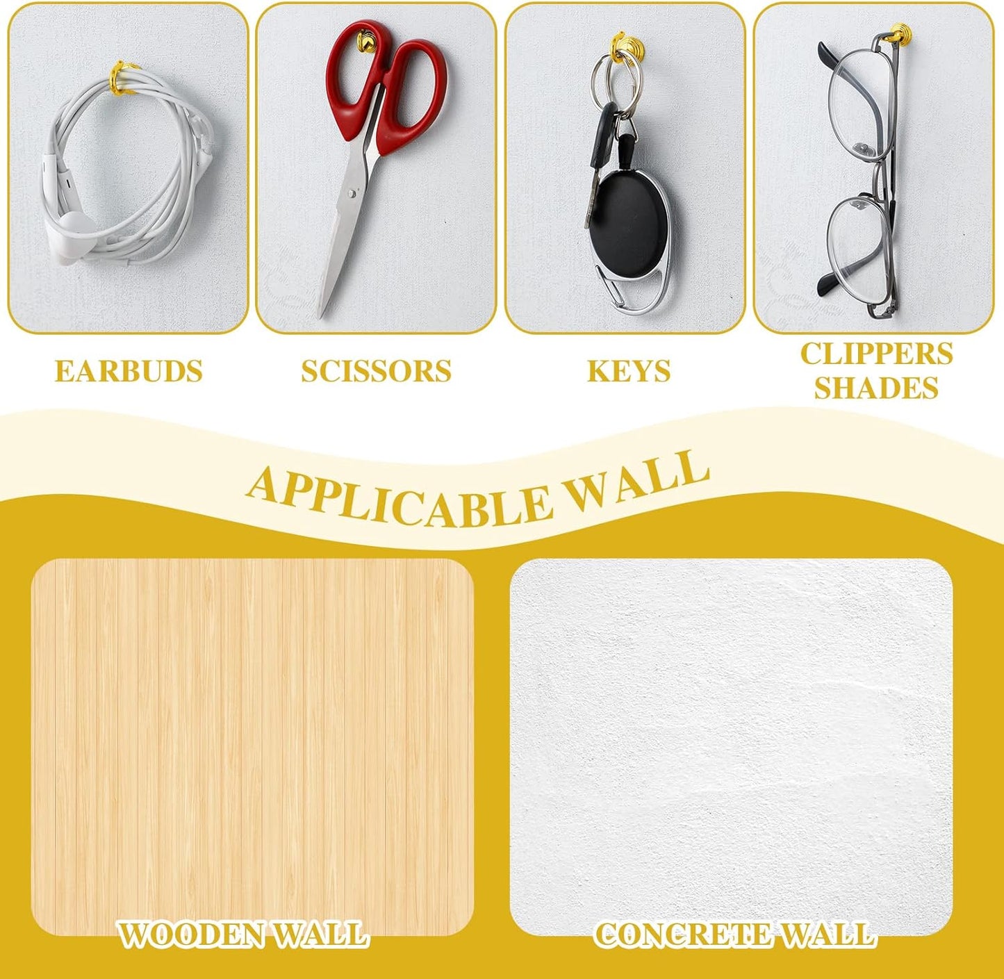 Hotop 60 Pieces Push Pin Wall Hooks Metal Thumb Tack Hangers Iron Alloy Nail Decorative Picture Hooks for 20 Lbs Home Office School Party Supply (Gold)