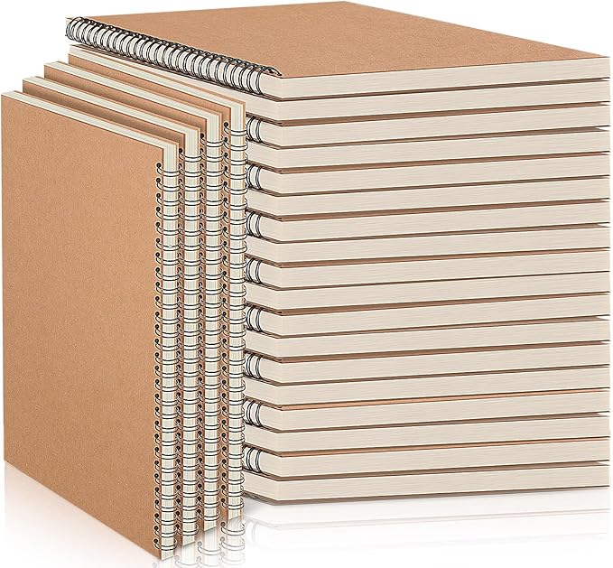 Epakh 22 Packs Spiral Notebook Hard Cover Spiral Journal, Wide Ruled Pages, 50 Sheets 100 Pages, Lined Style(Brown,B5)