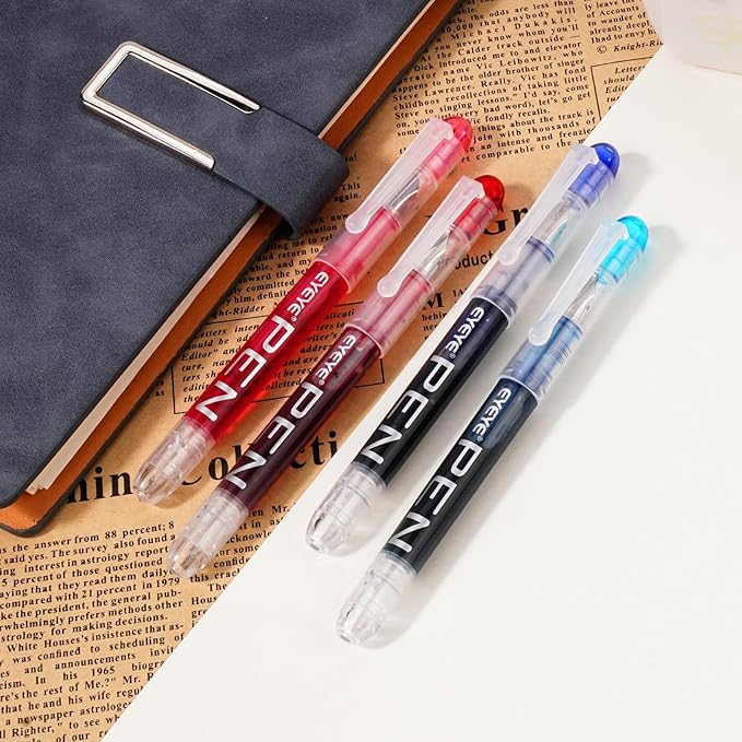 EYEYE Disposable Fountain Pens, 8 Pack Multicolor Fine Point Fountain Pens for Writing, Stainless Steel Nib, Smooth Writing for Calligraphy, Journaling, Drafting, Sketching, Doodling & Gifts
