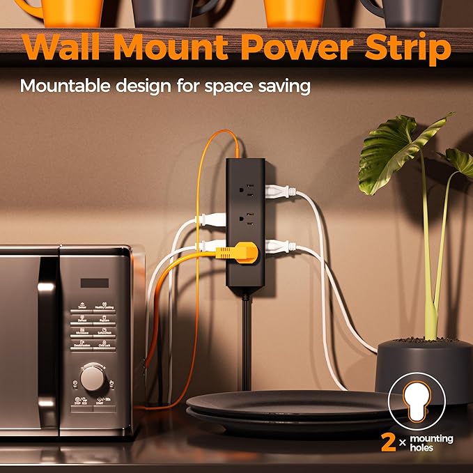 Surge Protector Power Strip, TESSAN 5 FT Extension Cord with Multiple Outlets Flat Plug, 9 Outlet Extender with 3 USB(1 USB C), 4-Sided Charging Station for Home Office Supplies Dorm Room Essentials