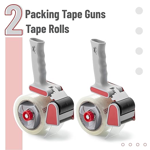 Mr. Pen - Packing Tape Dispenser Gun 2-Inch, 2 Pack with 2 Rolls Tape, Heavy Duty Packing Tape with Dispenser, Packaging Tape, Tape Gun, Clear Packing Tape, Tape Gun for Packing Boxes, Moving Tape