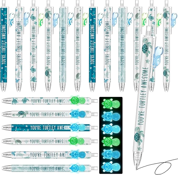 Jetec 30 Pcs Turtle Pens Gifts Inspirational Cute Ballpoint Pens Bulk Motivational Employee Appreciation Gifts Black Ink for Turtle Lovers Thank You Coworkers