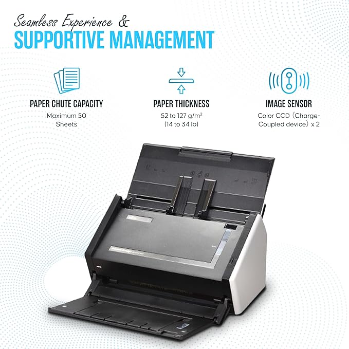 S1500 FUJITSU ScanSnap Sheet-Fed Document Used for Paper Feed Detectio - 1 Year Warranty - with Automatic Document Feeder, 24V AC Adapter, USB 2.0 Cable, Power Cord (Renewed)