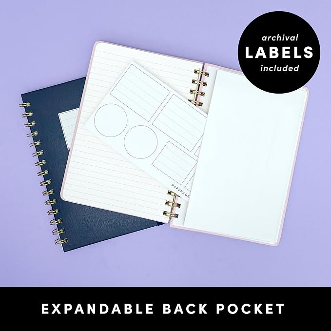 PAPERAGE Lined Spiral Journal Notebook, (Kraft), 160 Pages, Medium 5.5 inches x 8 inches - 100 GSM Thick Paper, Hardcover, Double-Wire Spiral Journal & Notebook