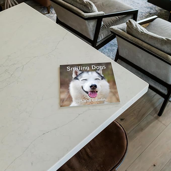 2025 Smiling Dogs Monthly Wall Calendar | 12" x 24" | Thick Sturdy Paper | Dog Calendar 2025