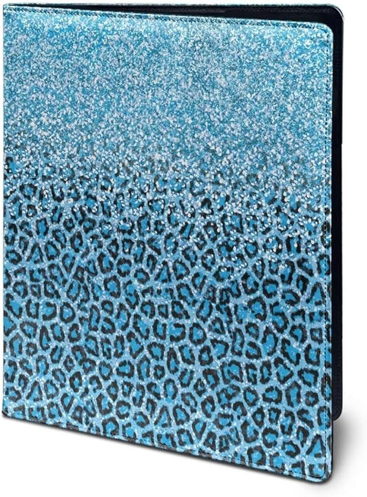 Office Folder Blue Leopard Print PU Leather Padfolio with A4 Size Clipboard Clip for Business Resume Interview Document Sleeve Binder Folder for Men/Women