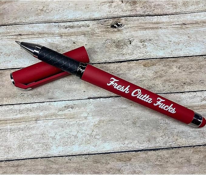 Fresh Outta Fucks Pad and Pen Funny Sticky Notes and Pen Set White Elephant Gift Novelty Pen Funny Desk Accessory Fun Gifts for Friends (Red+Black)