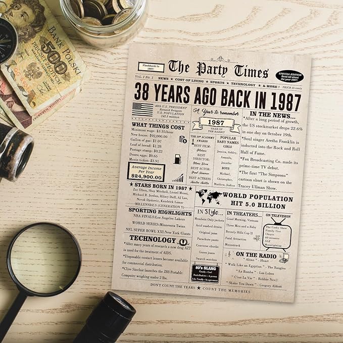 38th Birthday Card Gifts for Her Him, Happy 38th Birthday Decorations for Women Men, Large 38 Years Old Bday Card for Husband Wife